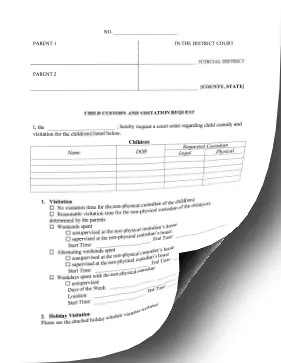 Request For Child Custody And Visitation legal pleading template