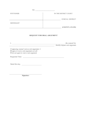 Request For Oral Argument legal pleading template