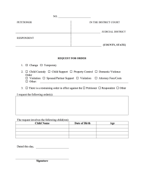 Request For Order legal pleading template