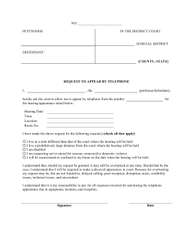 Request To Appear By Phone legal pleading template