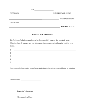 Request for Admissions legal pleading template