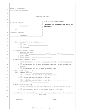 Request for Judgment and Reply to Admission legal pleading template