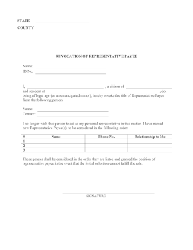 Revocation Of Representative Payee legal pleading template