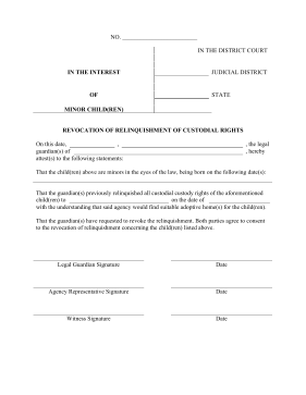 Revocation of Relinquishment Agreement legal pleading template