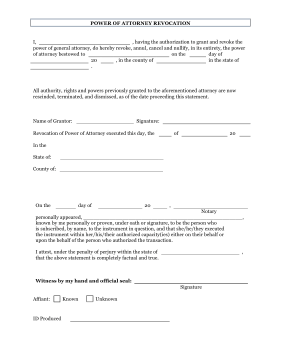 Revoke Power of Attorney Form legal pleading template