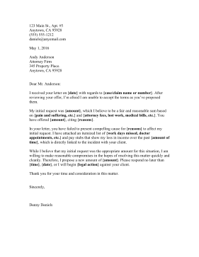 Settlement Rejection Counteroffer Letter legal pleading template