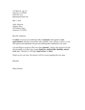 Settlement Rejection Letter legal pleading template