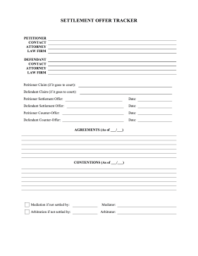 Settlement Worksheet legal pleading template