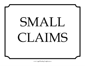 Small Claims Court Sign legal pleading template