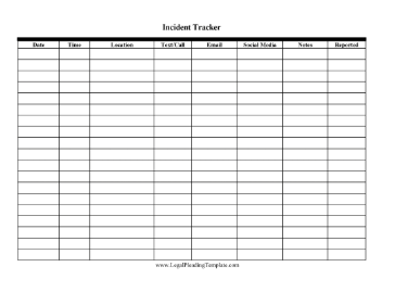 Stalking Or Harassment Incident Tracker legal pleading template