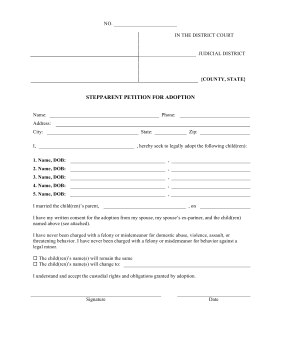 Stepparent Adoption Petition legal pleading template