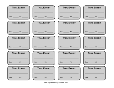 Trial Exhibit Labels legal pleading template