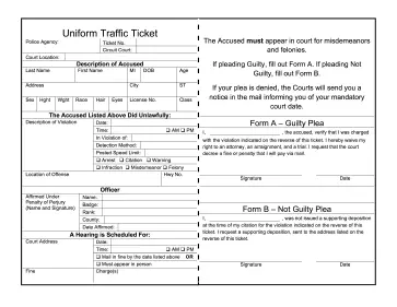 Uniform Traffic Ticket legal pleading template