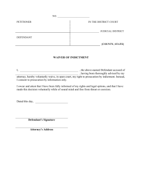 Waiver of Indictment legal pleading template