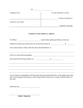 Warrant Criminal Arrest legal pleading template