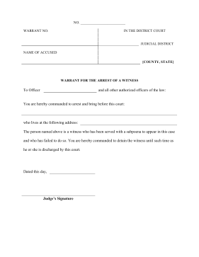 Warrant Witness Arrest legal pleading template