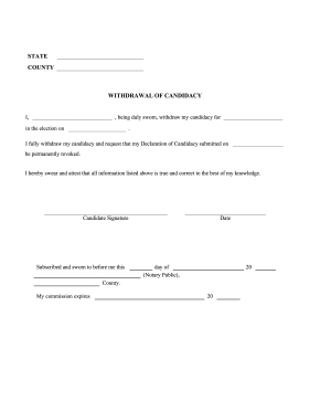 Withdrawal Of Candidacy legal pleading template