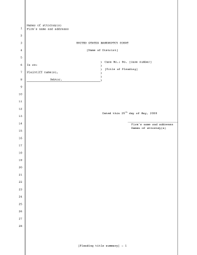 Legal pleading template for filing bankruptcy in U.S. District court, 28-lines legal pleading template