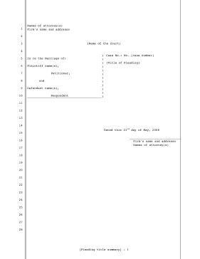 Legal pleading template for party filing for divorce, 28-lines legal pleading template