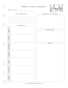 LSAT Planner Weekly Study Schedule legal pleading template